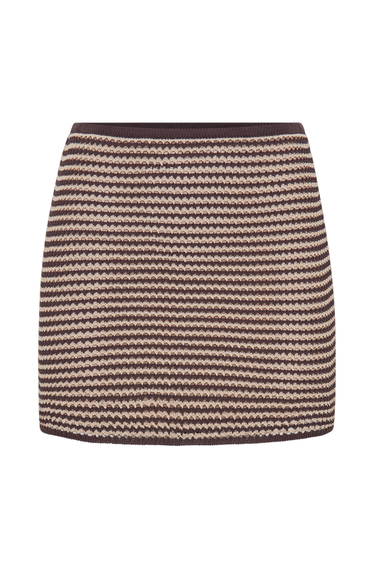 Omarosa Stripe Knit Mini Skirt - Chocolate/Nude