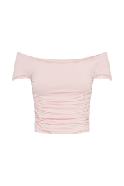 Piper Ruched Off Shoulder Top - Pale Pink