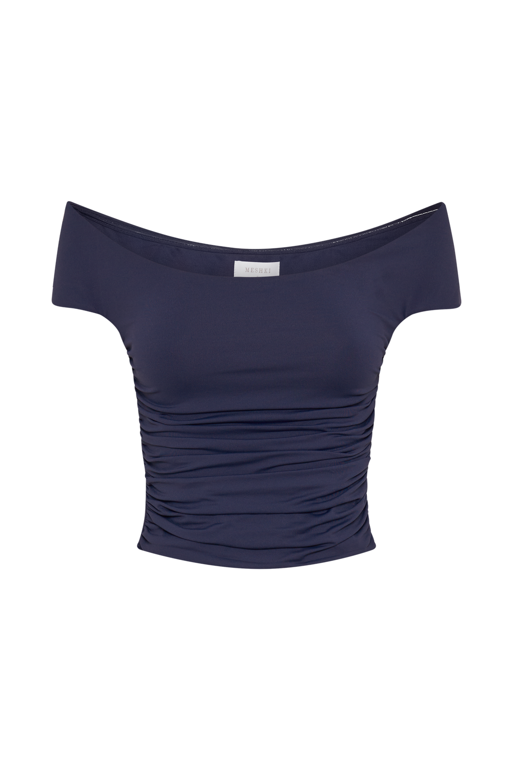 Piper Ruched Off Shoulder Top - Navy