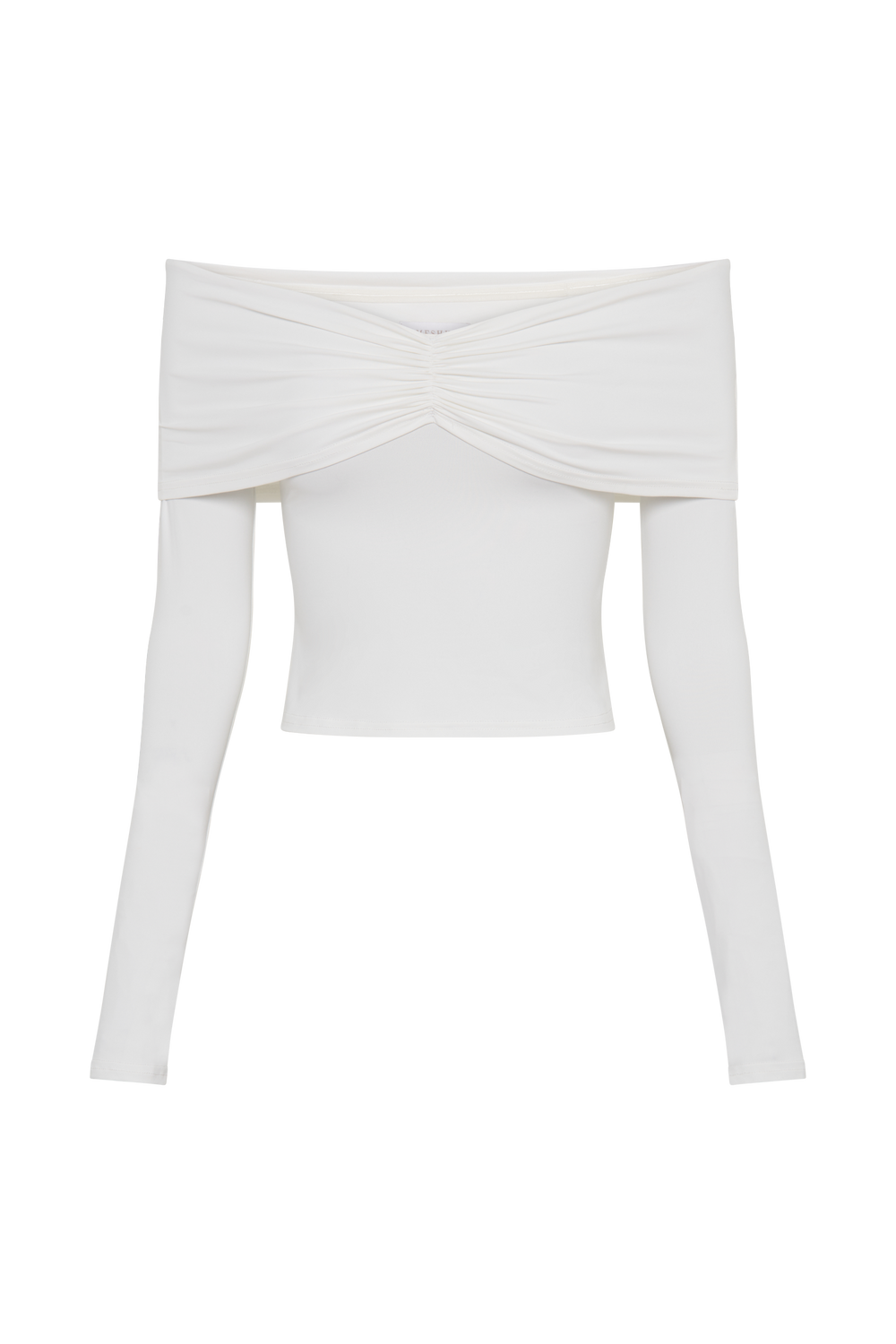 Prue Ruched Off Shoulder Long Sleeve Top - White