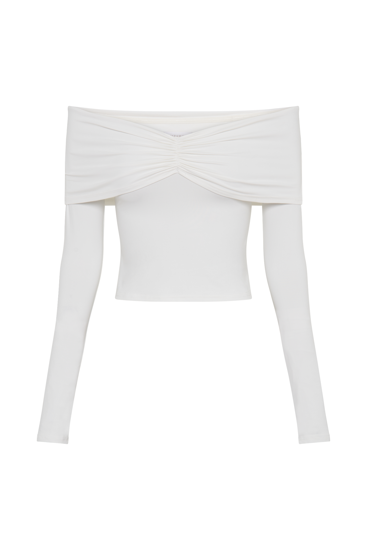 Prue Ruched Off Shoulder Long Sleeve Top - White