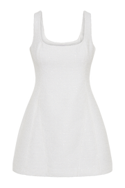 Beth Tweed Mini Dress - White