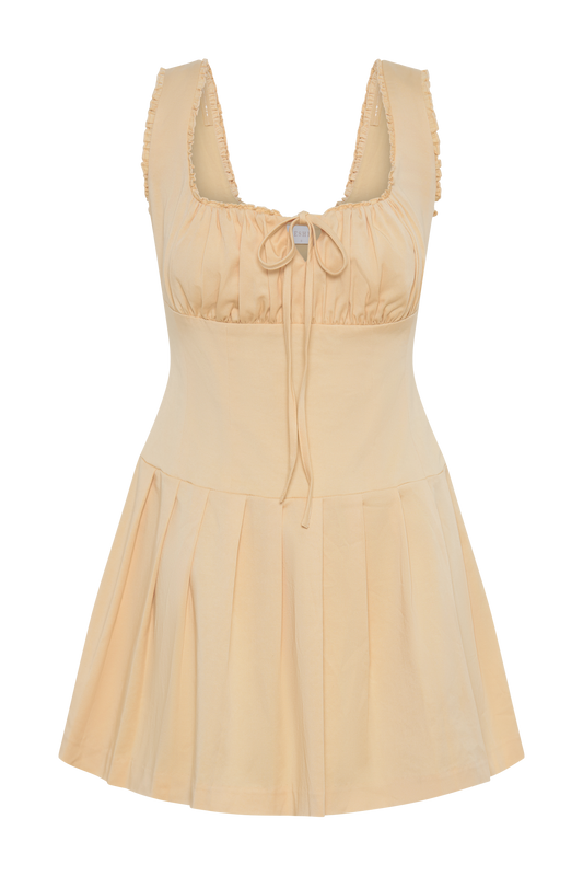 Donna Cotton Ruched Mini Dress - Peach