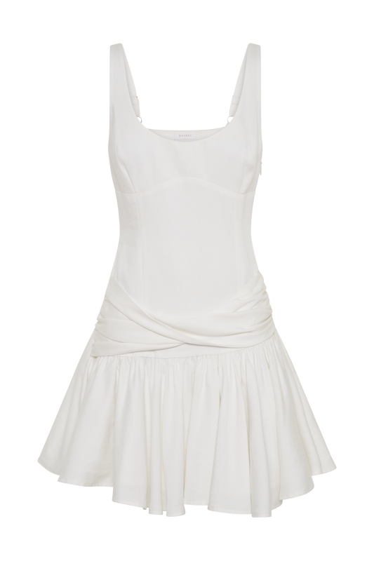 Alvara Cotton Puffy Mini Dress - White