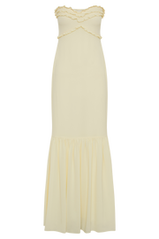 Olivette Strapless Chiffon Maxi Dress - Lemon Sherbet