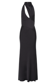 Belladonna Satin Halter Maxi Dress - Black