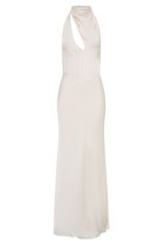 Belladonna Satin Halter Maxi Dress - Ivory