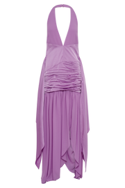 Graziana Satin Chiffon Plunge Maxi Dress - Violet