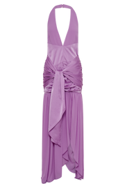 Graziana Satin Chiffon Plunge Maxi Dress - Violet