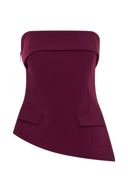 Micah Suiting Strapless Top - Plum