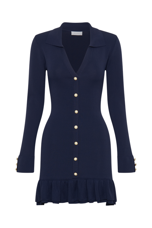 Pareesa Frill Mini Dress - Navy