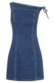 Baker Off Shoulder Denim Mini Dress - Dark Blue