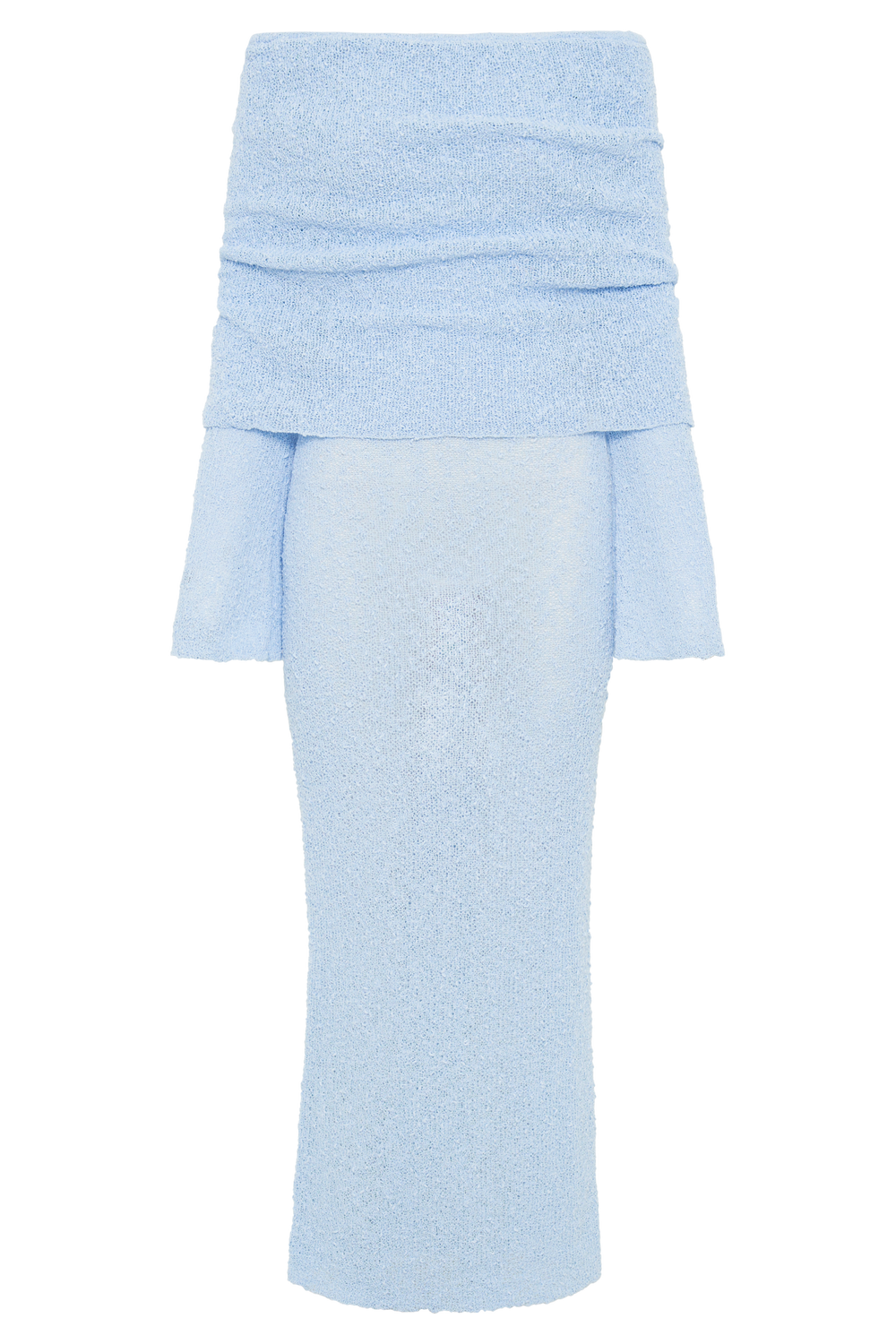 Marisol Off Shoulder Boucle Maxi Dress - Light Blue