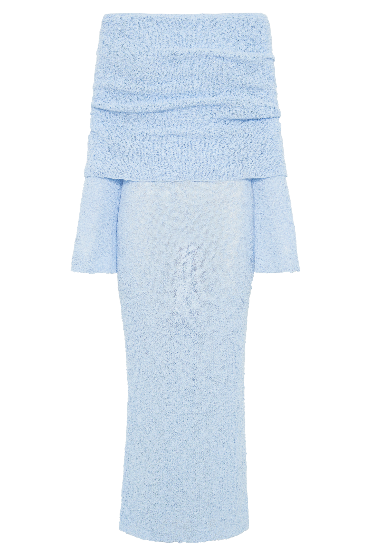 Marisol Off Shoulder Boucle Maxi Dress - Light Blue