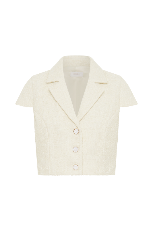 Parisa Boucle Button Up Top - Ivory