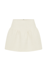 Cyrus Gathered Boucle Mini Skirt - Ivory