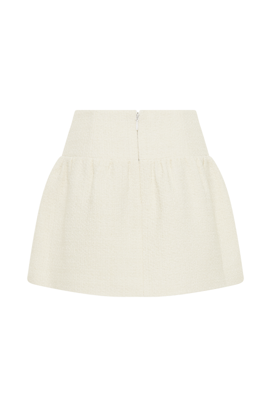 Cyrus Gathered Boucle Mini Skirt - Ivory