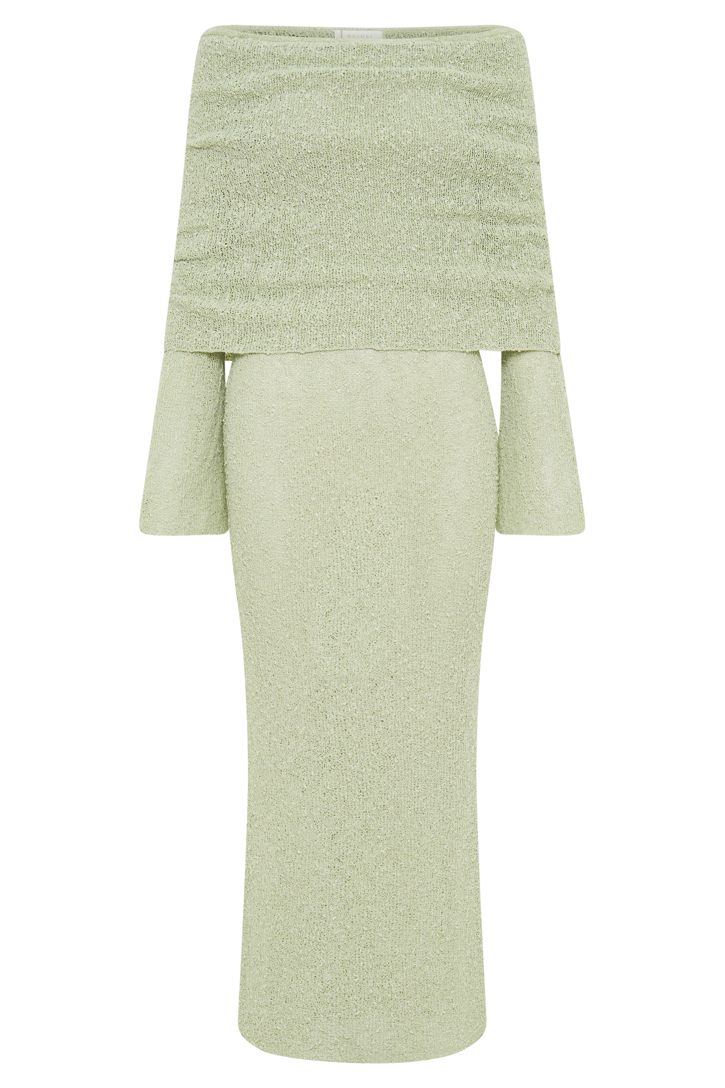 Marisol Off Shoulder Boucle Maxi Dress - Pastel Green