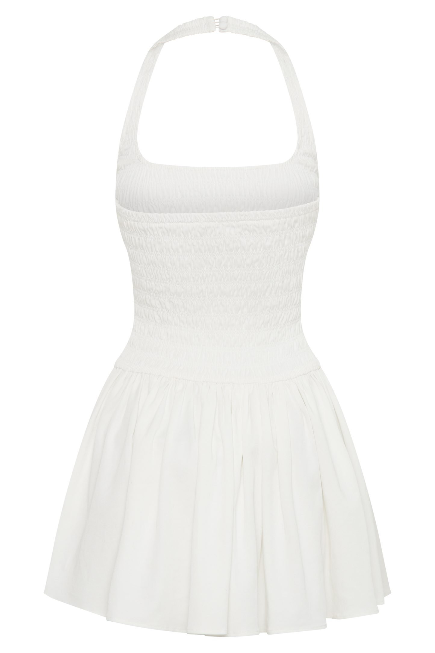 Shelley Cotton Shirred Halter Mini Dress - White