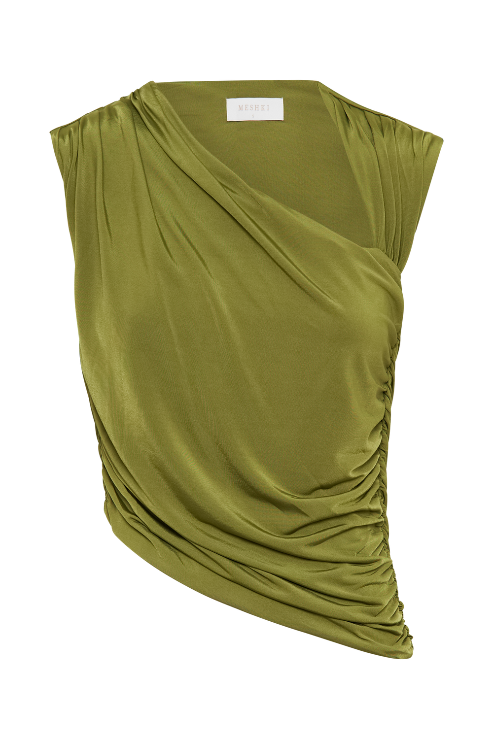 Griselda Draped Slinky Sleeveless Top - Vintage Olive