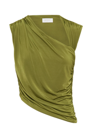 Griselda Draped Slinky Sleeveless Top - Vintage Olive