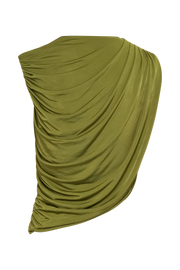 Griselda Draped Slinky Sleeveless Top - Vintage Olive