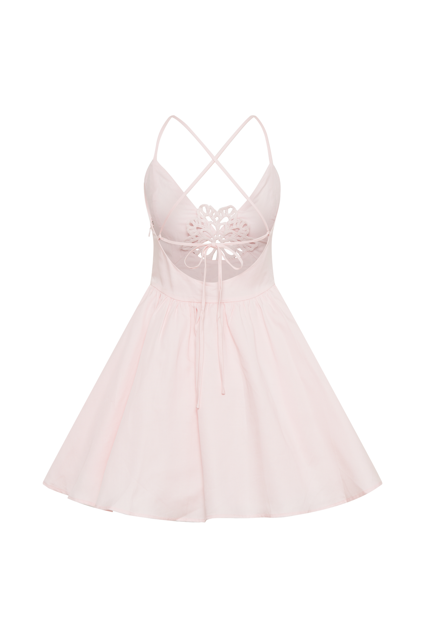 Muriel Cotton Mini Dress With Crochet - Powder Pink