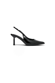 Dasha Patent Sling Back Heels - Black