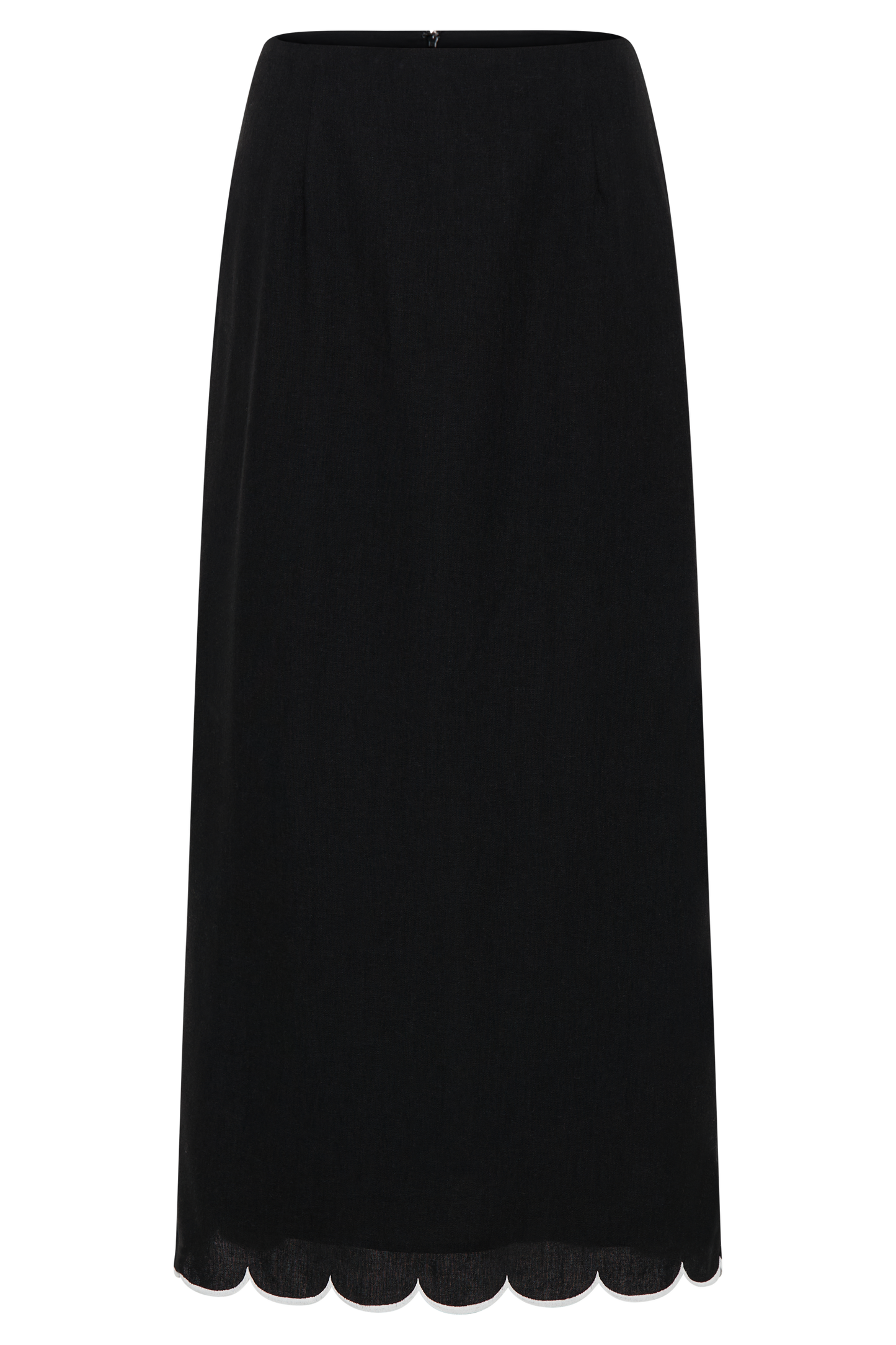 Alessio Scalloped Midi Skirt - Black