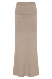 Karlie Knit Maxi Skirt With Ribbed Waist - Taupe Marle