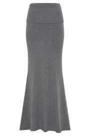 Karlie Knit Maxi Skirt With Ribbed Waist - Charcoal Marle