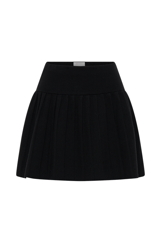 Beverly Knit Pleated Mini Skirt - Black