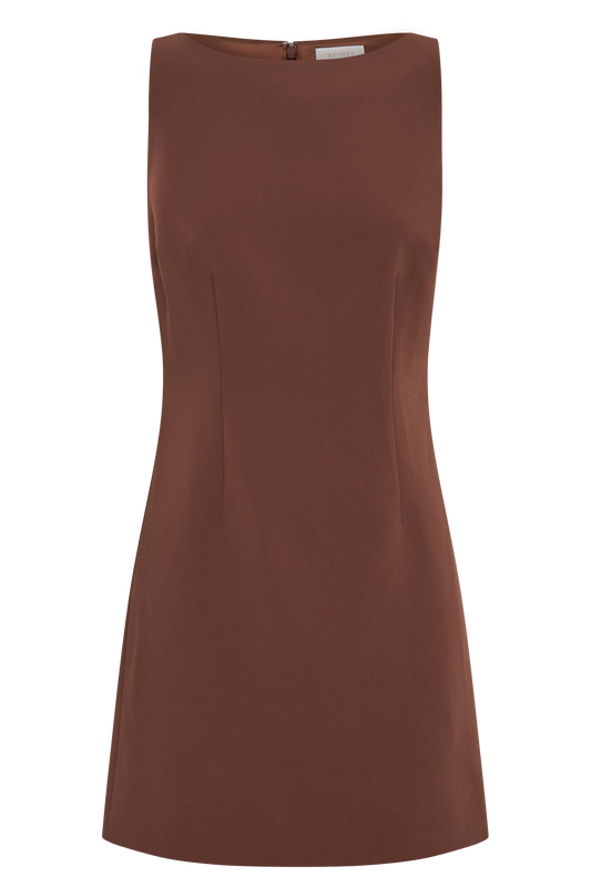 Angela Suiting Mini Dress - Wood