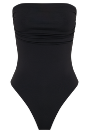 Romina Recycled Nylon Ruched Bodysuit - Black