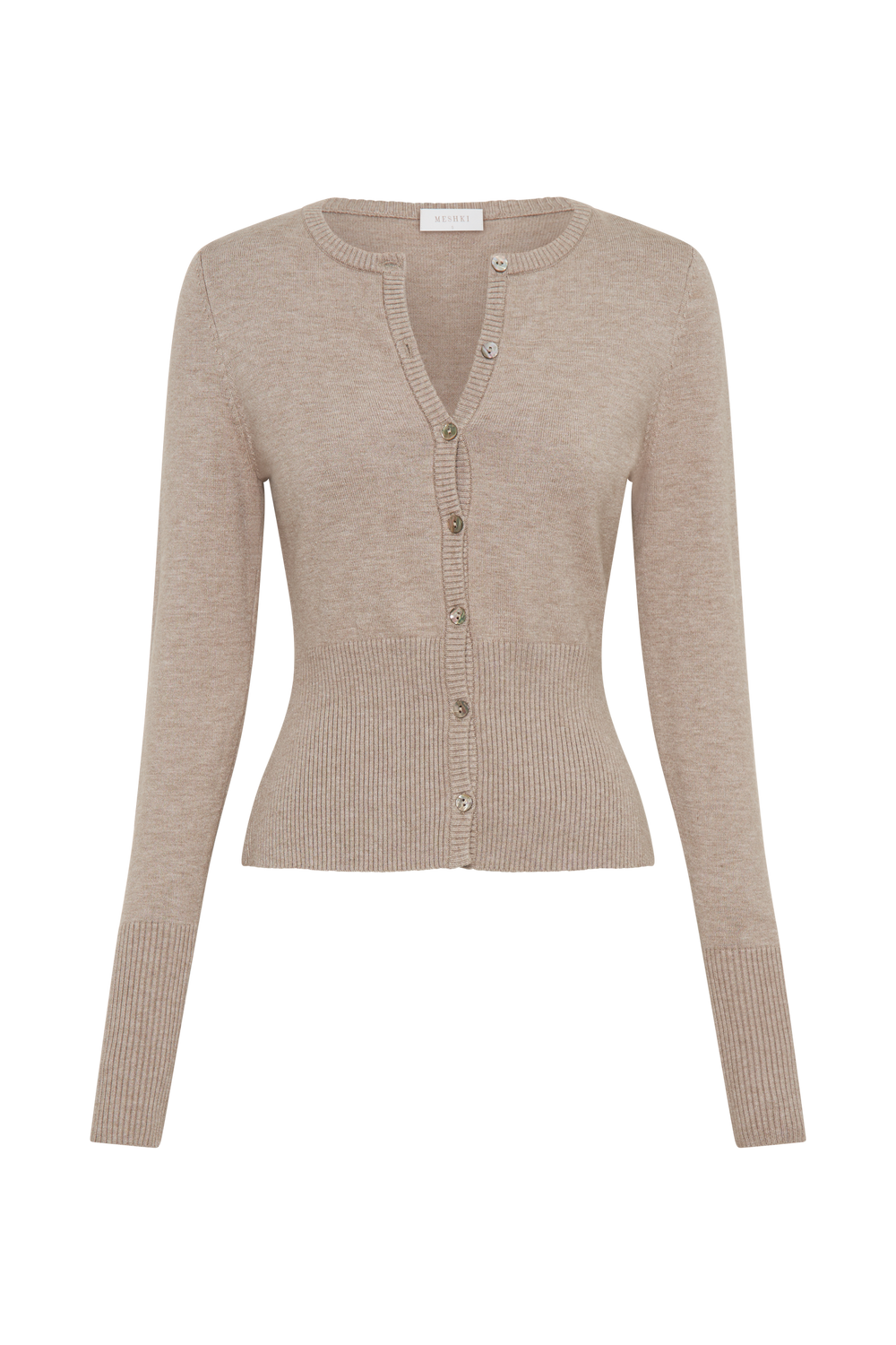 Reese Fitted Knit Cardigan - Taupe Marle