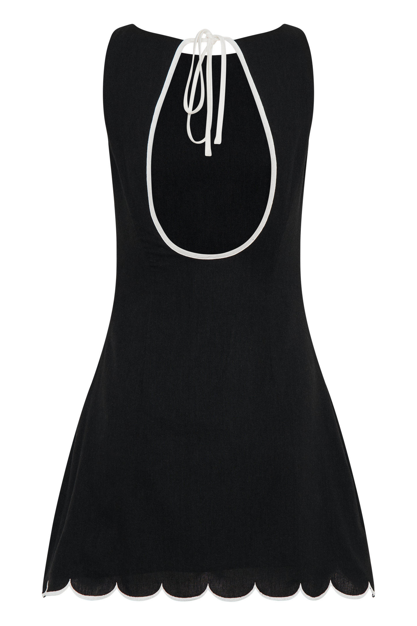 Sofiane Scalloped Linen Mini Dress - Black