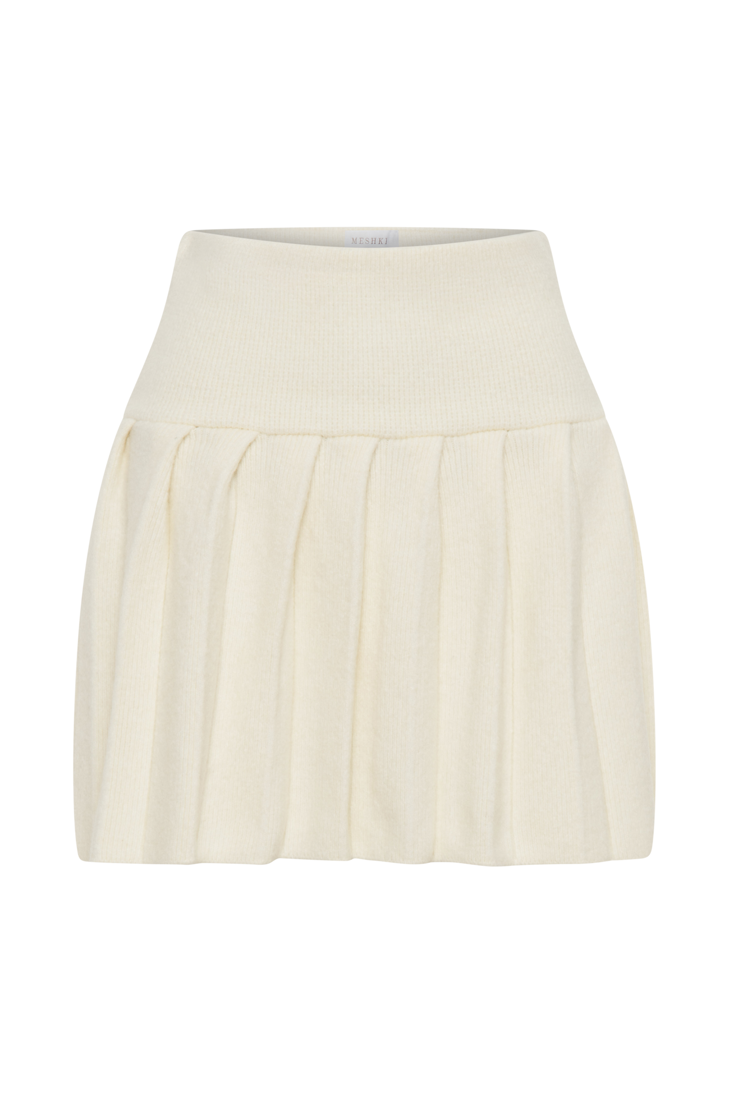 Dionne Pleated Knit Mini Skirt - Ivory Marle