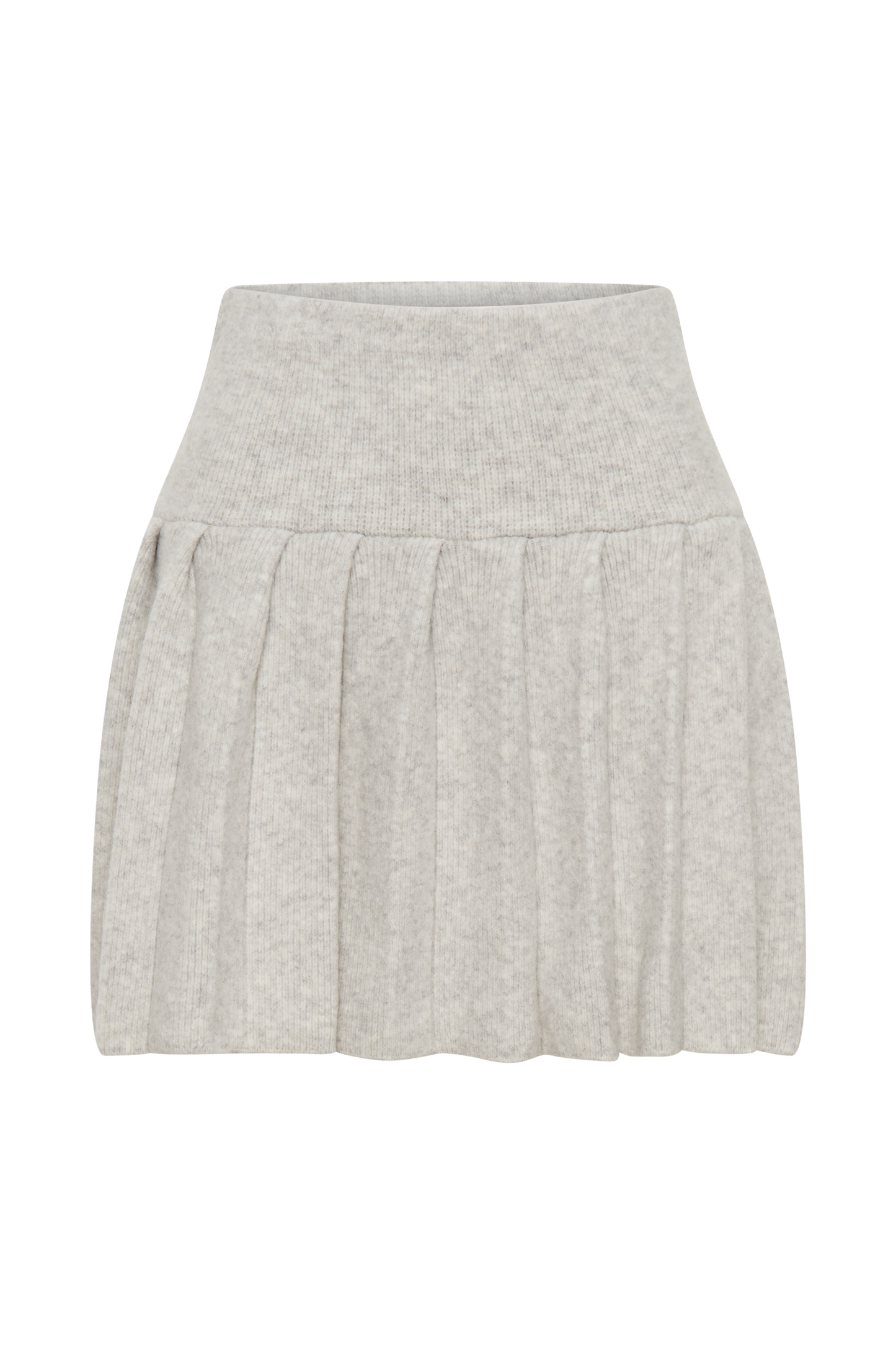 Dionne Pleated Knit Mini Skirt - Heather Grey Marle