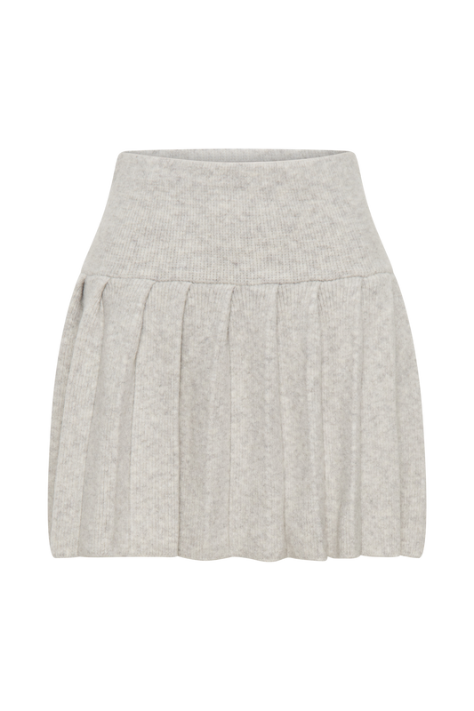 Dionne Pleated Knit Mini Skirt - Heather Grey Marle