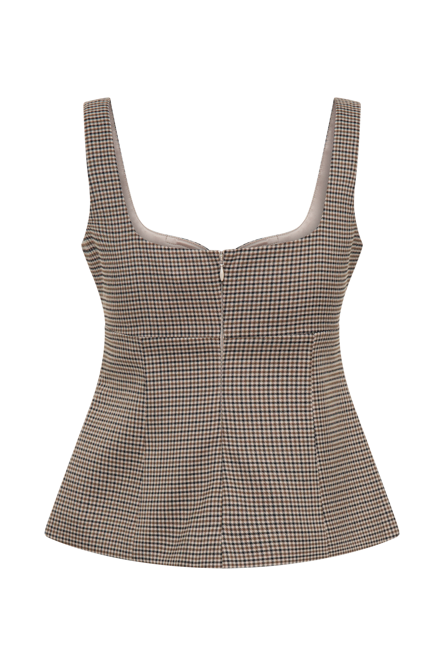 Lawry Structured Longline Top - Tan Check