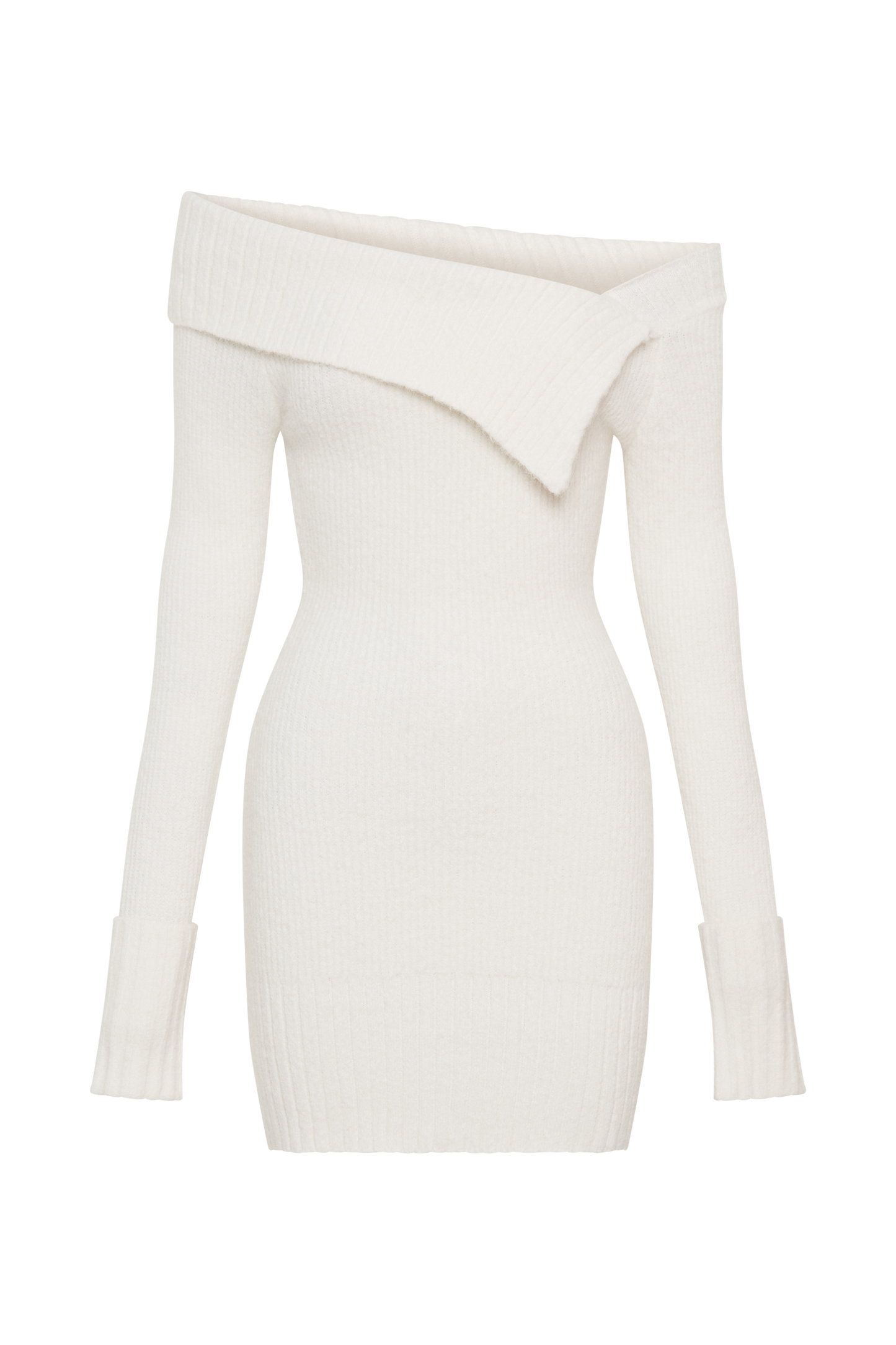 Stephanie Asymmetric Knit Mini Dress - Ivory