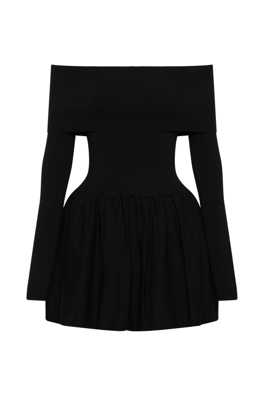 Atlanta Long Sleeve Mini Dress - Black