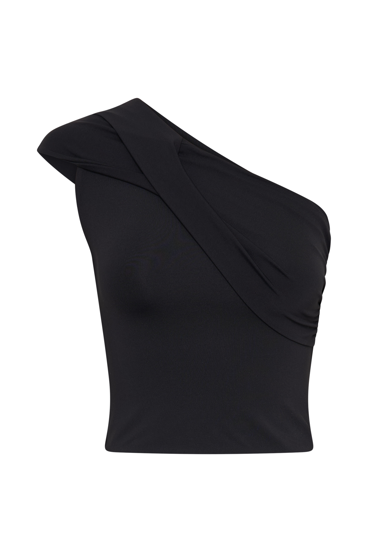 Solene One Shoulder Recycled Nylon Twist Top - Black