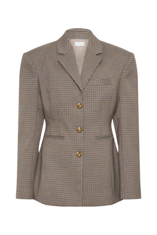 Mila Shaped Blazer - Tan Check