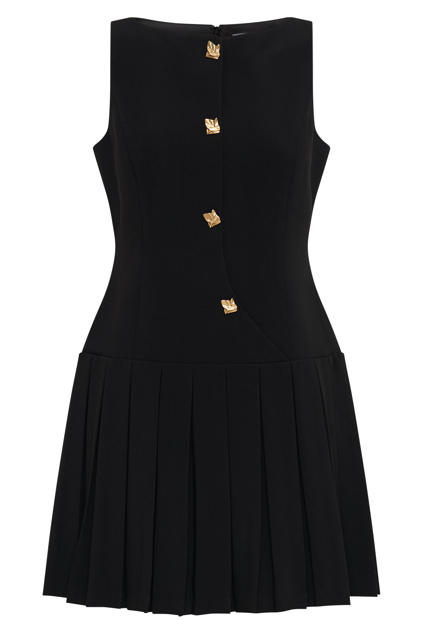 Mackenzie Sleeveless Pleated Mini Dress - Black