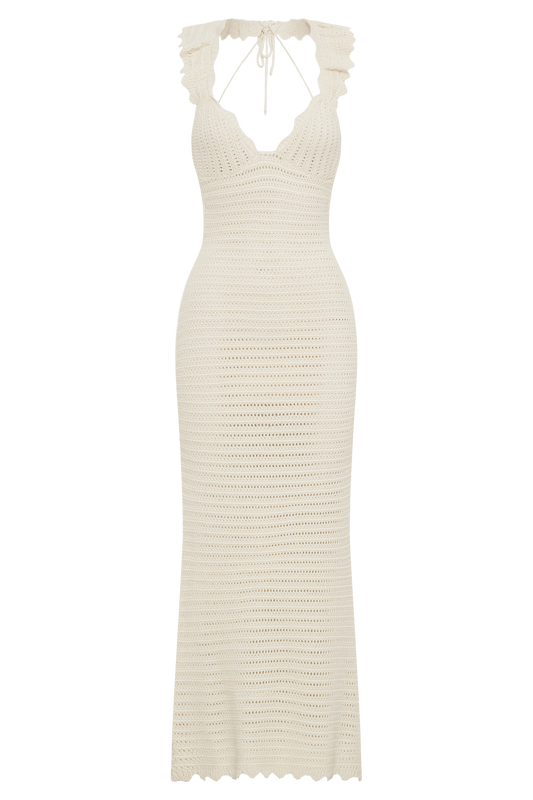 Perpetua Knit Contrast Maxi Dress - Cream