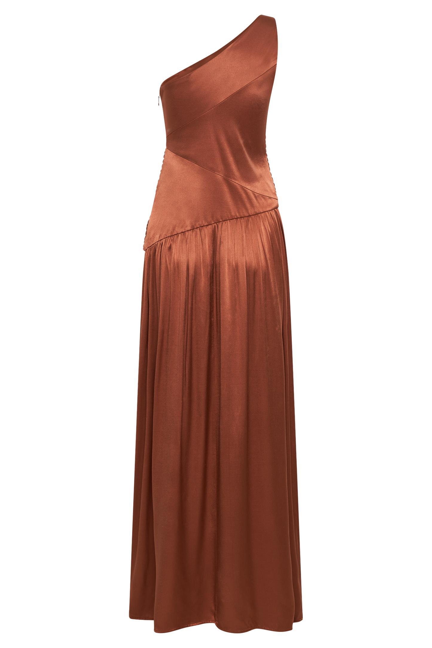 Jenna One Shoulder Pleated Maxi Dress - Wood