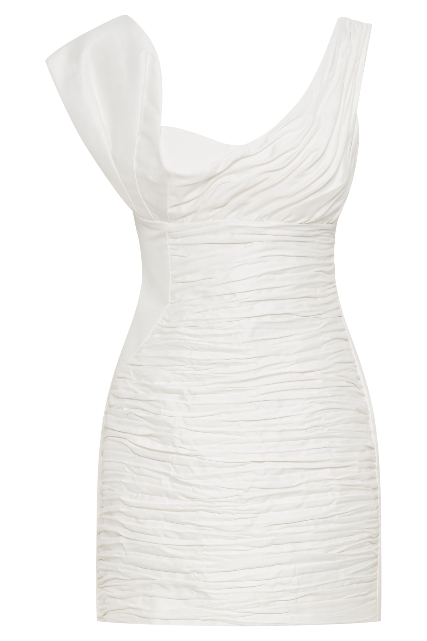 Farrah Structured Draped Mini Dress - White