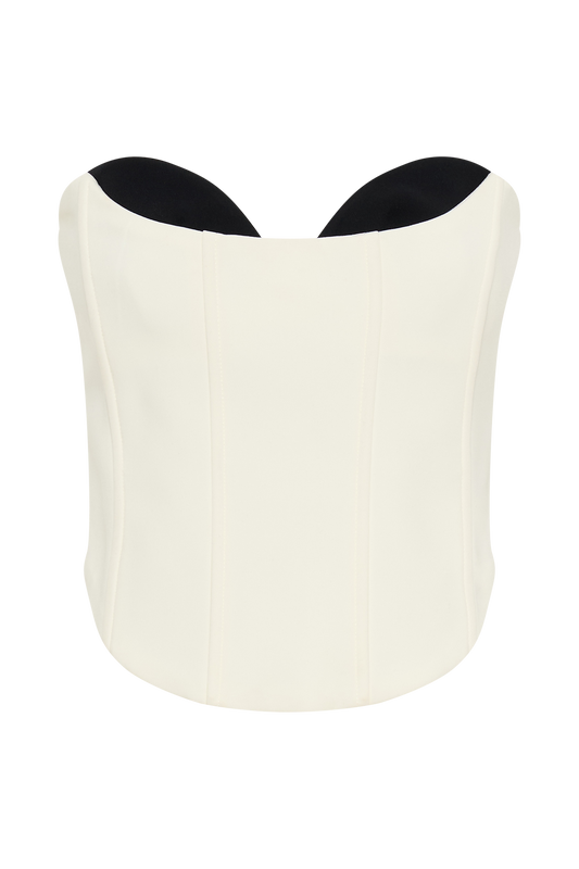 Oceane Contrast Suiting Strapless Corset - White