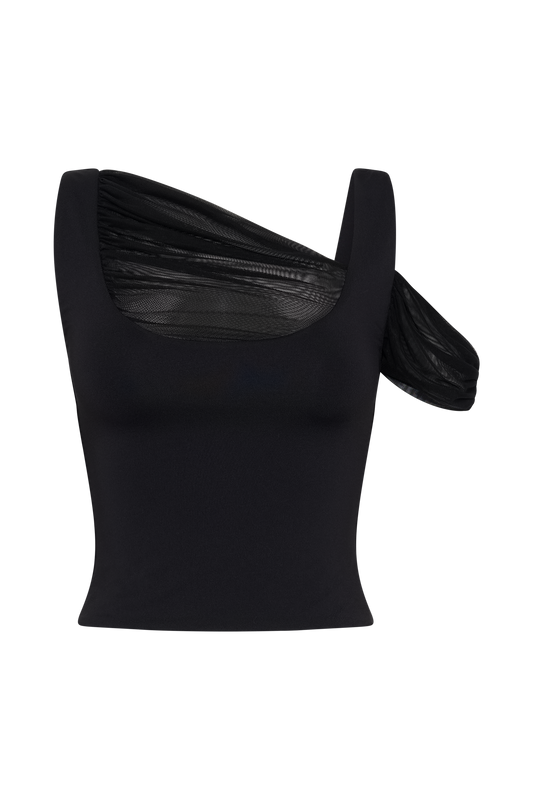 Jules Recycled Nylon And Mesh Sleeveless Top - Black